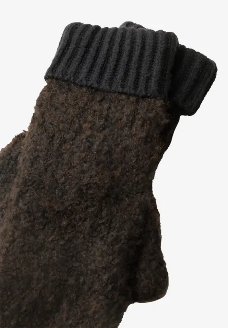 Rękawiczki bez palców z mieszanki Bouclé Black