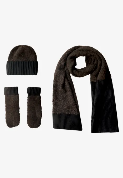 Rękawiczki bez palców z mieszanki Bouclé Black