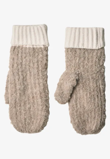 Warmteknoopjes van bouclé-mix Muddy Mocha