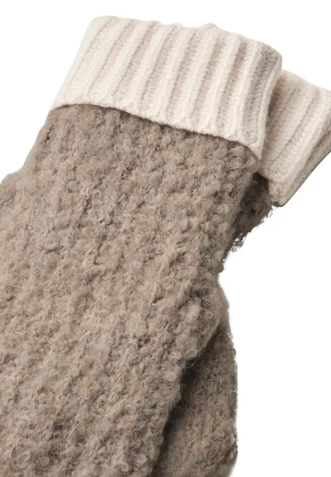 Warmteknoopjes van bouclé-mix Muddy Mocha