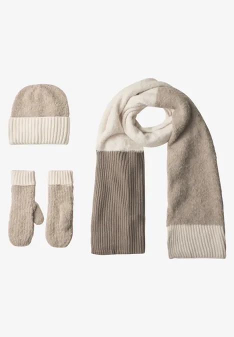 Warmteknoopjes van bouclé-mix Muddy Mocha