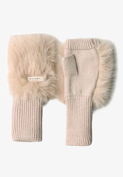 Manchettes unies avec fausse fourrure smooth stone sand