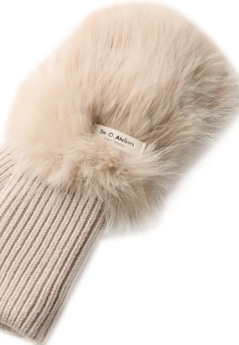 Manchettes unies avec fausse fourrure smooth stone sand