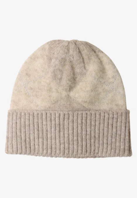 Bonnet à motif argyle barley beige mel.