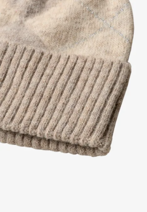 Bonnet à motif argyle barley beige mel.