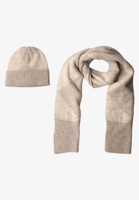 Bonnet à motif argyle barley beige mel.