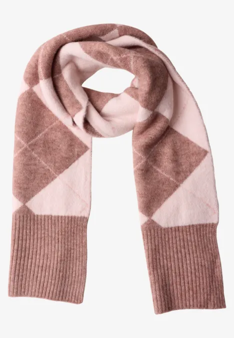 Longue écharpe à motif Argyle vintage blush mel. Longue écharpe à motif Argyle vintage blush mel.