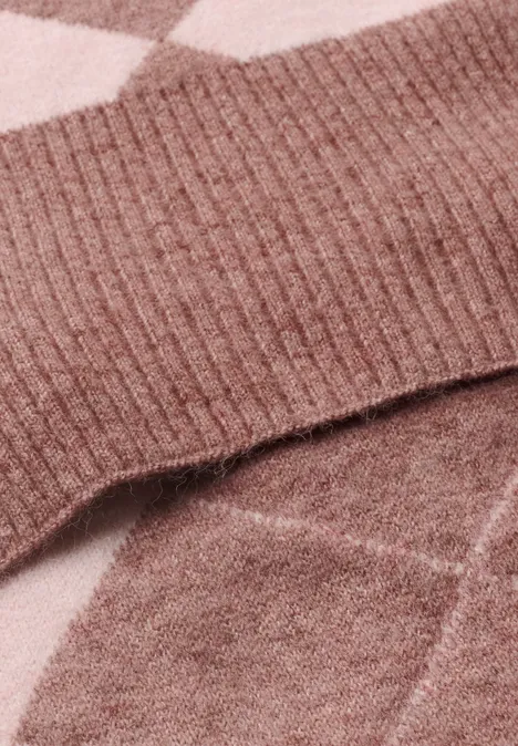 Longue écharpe à motif Argyle vintage blush mel. Longue écharpe à motif Argyle vintage blush mel.