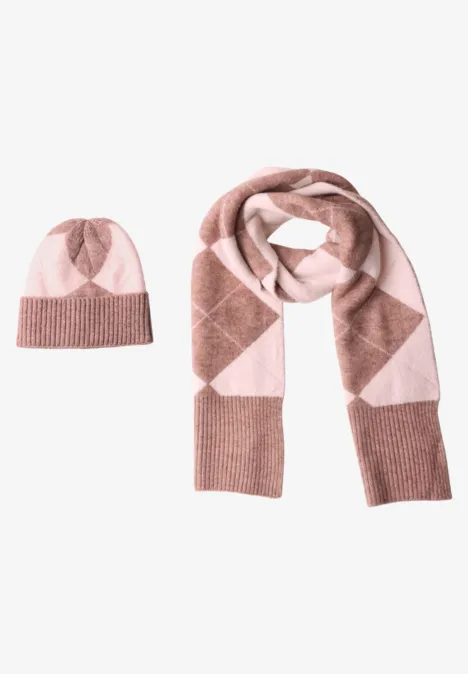 Longue écharpe à motif Argyle vintage blush mel. Longue écharpe à motif Argyle vintage blush mel.