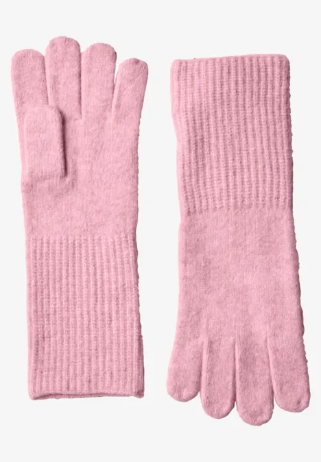 Fijngebreide handschoenen in effen kleur vintage blush mel.