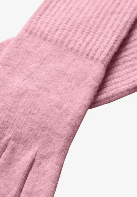 Fijngebreide handschoenen in effen kleur vintage blush mel.