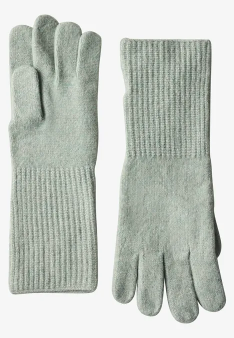 Fijngebreide handschoenen in effen kleur eucalyptus green mel.