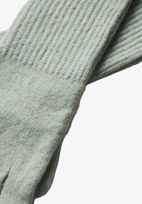 Fijngebreide handschoenen in effen kleur eucalyptus green mel.