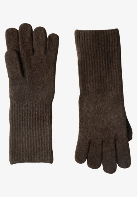 Feinstrick Handschuhe in Unifarbe auburn brown mel.