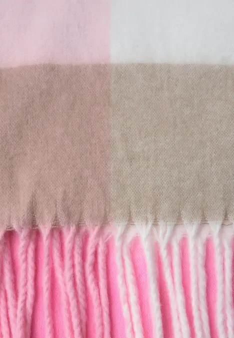 Longue écharpe Madras à franges vintage blush