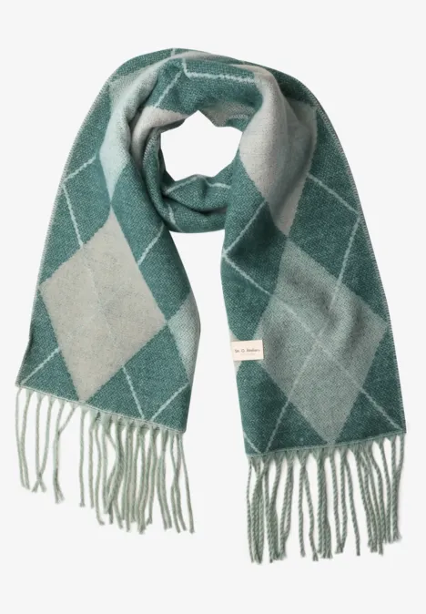 Longue écharpe à franges et motif argyle stormy green