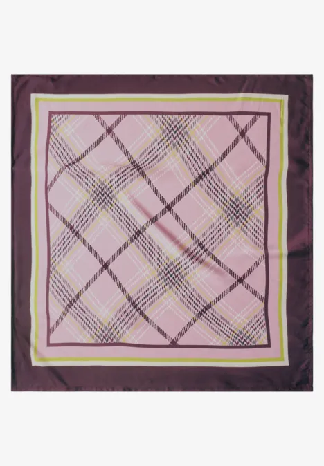 Foulard avec un effet satiné à carreaux multicolor Foulard avec un effet satiné à carreaux multicolor