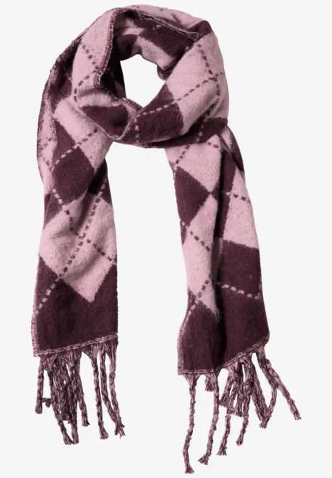Lange sjaal met argyle-patroon quiet rose