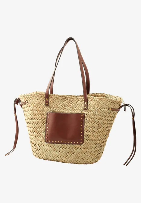 Sac à l'aspect de panier tressé soft sand