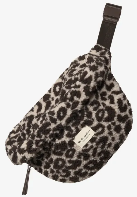 Teddy-schoudertas met luipaardprint auburn brown