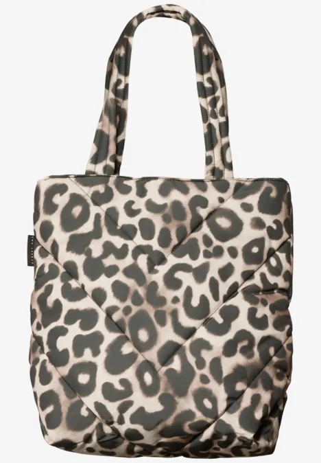 Gevoerde shopper met luipaardprint multicolor