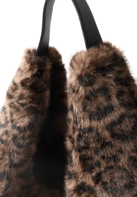 Sac en fausse fourrure à motif léopard Black
