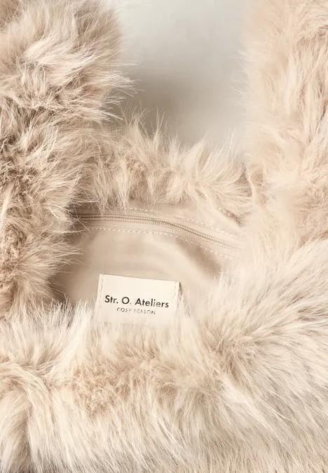 Sac uni en fausse fourrure smooth stone sand