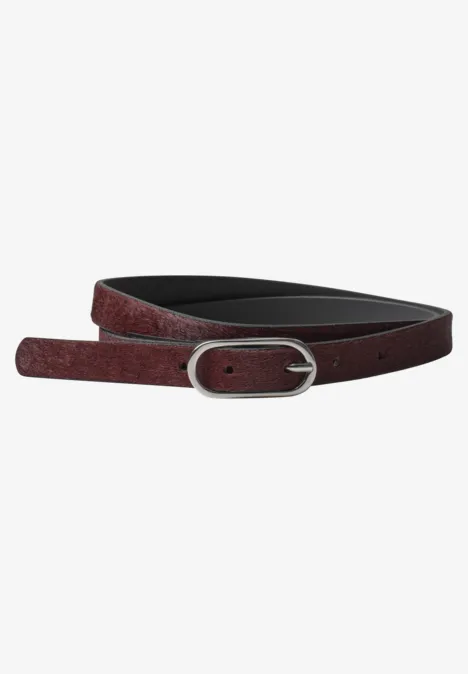 Schmaler Gürtel mit Fell rustic rouge