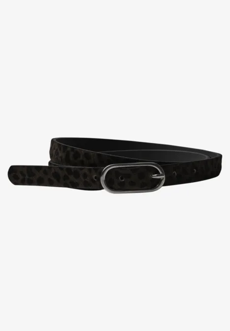 Smalle riem met luipaardprint auburn brown