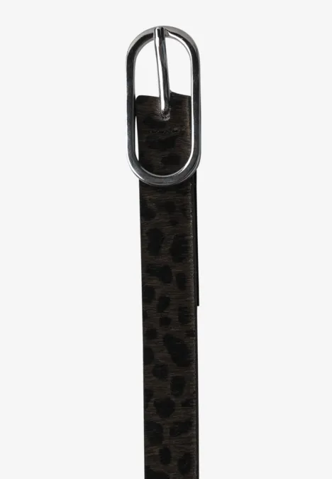 Smalle riem met luipaardprint auburn brown
