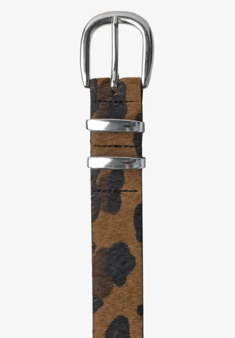 Riem met bont en luipaardprint cognac Riem met bont en luipaardprint cognac