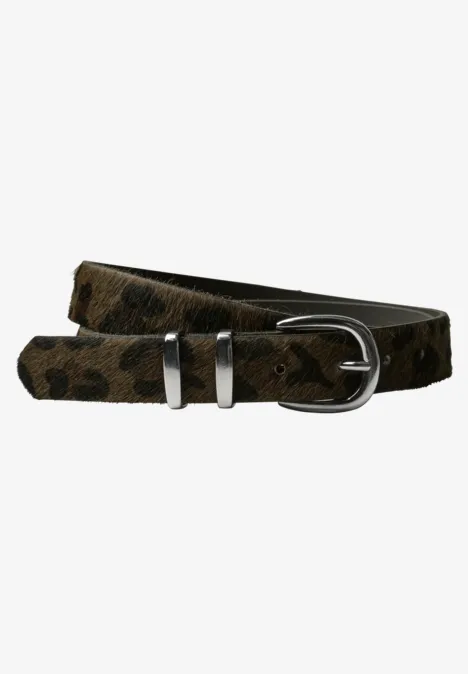 Riem met bont en luipaardprint auburn brown