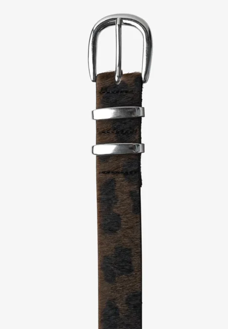 Riem met bont en luipaardprint auburn brown