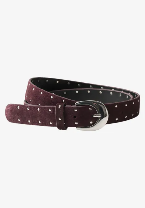 Velours Gürtel mit Nieten rustic rouge Velours Gürtel mit Nieten rustic rouge