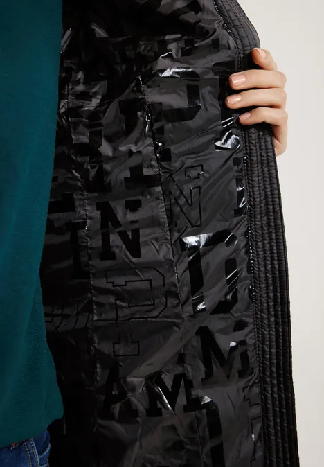 Superlange gewatteerde jas Black