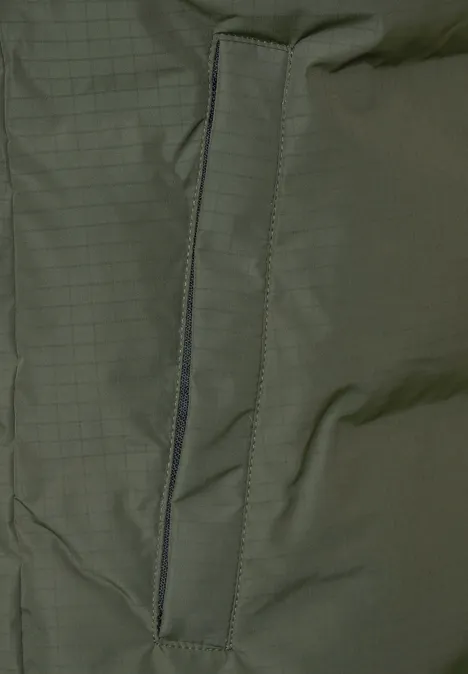 Gewatteerde jas met capuchon olive crop