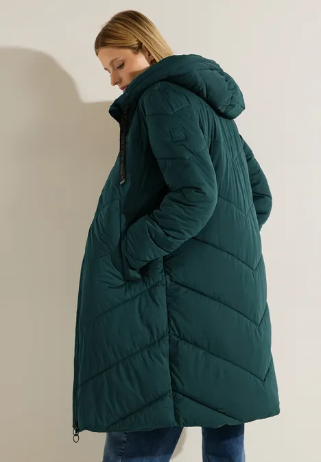 Wintermantel mit Kapuze night forest green
