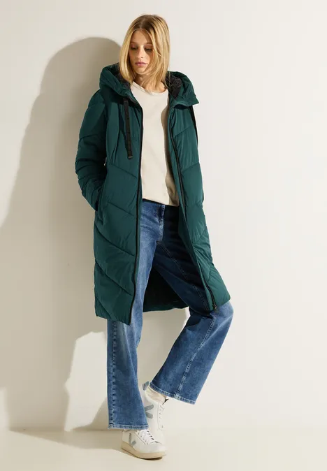 Wintermantel mit Kapuze night forest green