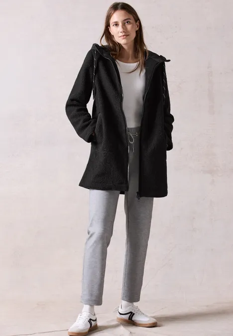 Manteau en optique laine Black