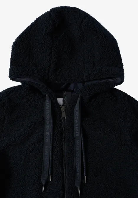 Teddy Mantel mit Kapuze dark navy blue