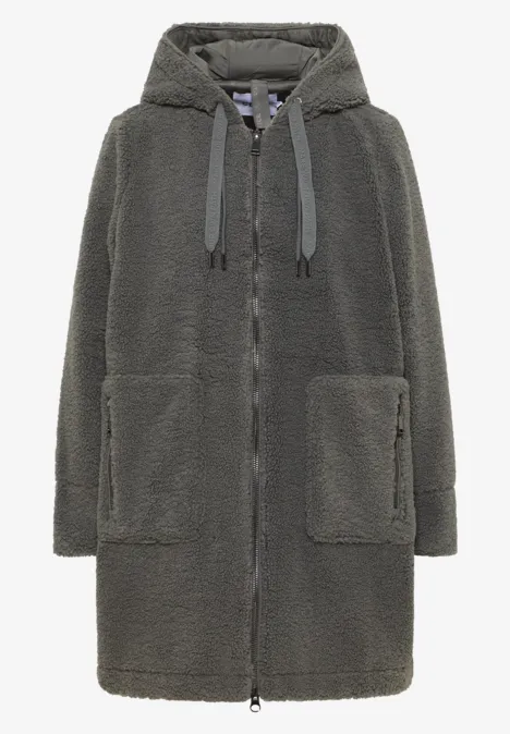 Teddyjas met capuchon pastel olive