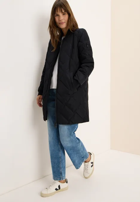 Long blouson matelassé Black