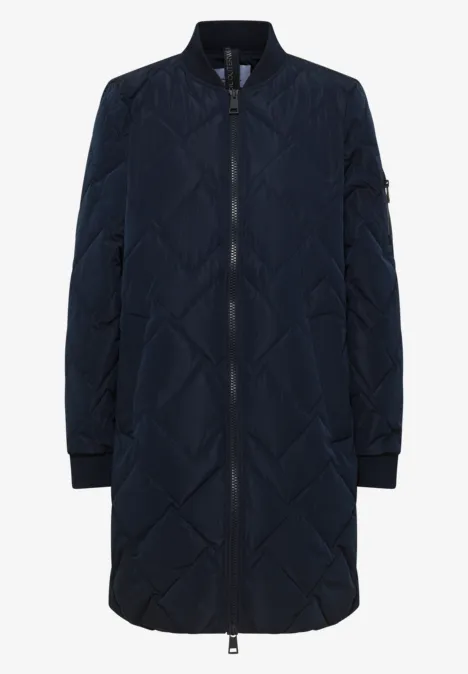 Long blouson matelassé dark navy blue
