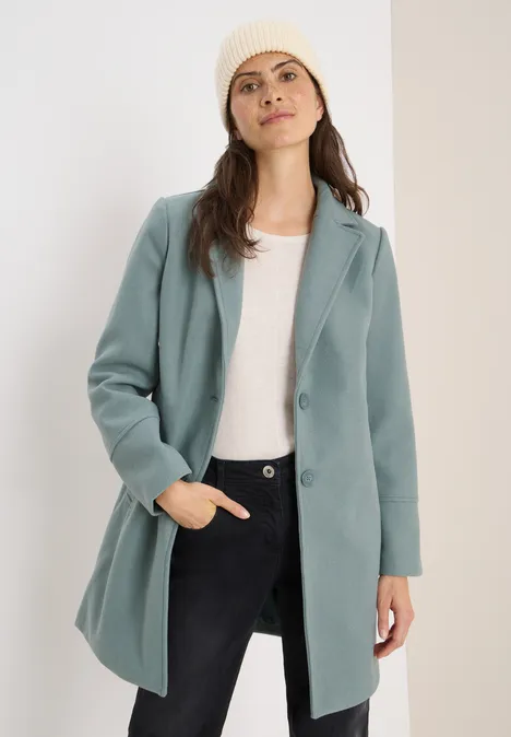 Woll-Optik Revers-Mantel ice hill green