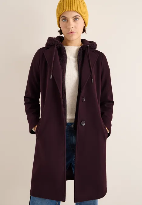 Mantel mit Teddy Inlay dark plum