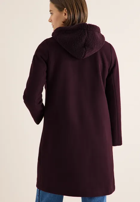 Jas met teddy-inlay dark plum