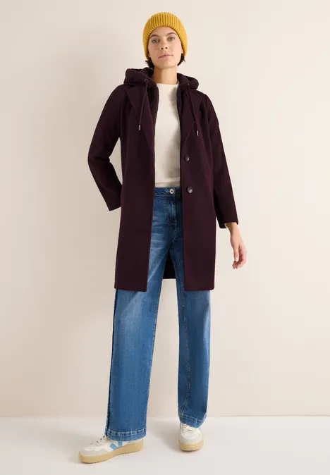 Jas met teddy-inlay dark plum