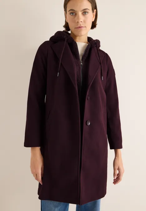 Jas met teddy-inlay dark plum