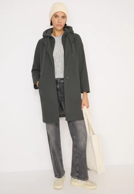 Jas met teddy-inlay pastel olive