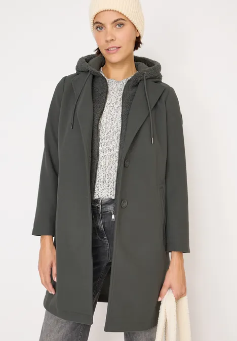 Jas met teddy-inlay pastel olive